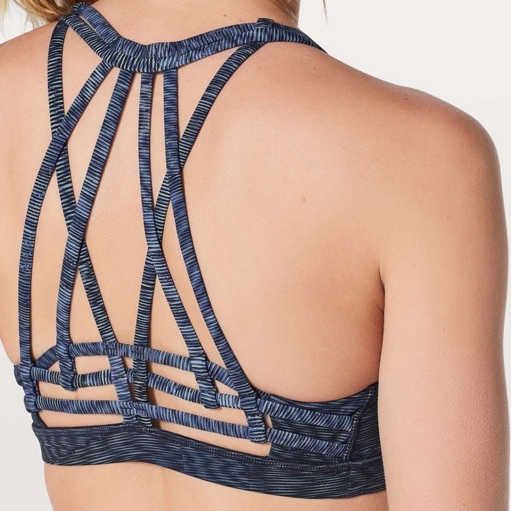 Lululemon Slide With Me Bra Size 6 Blue Strappy Medium Support